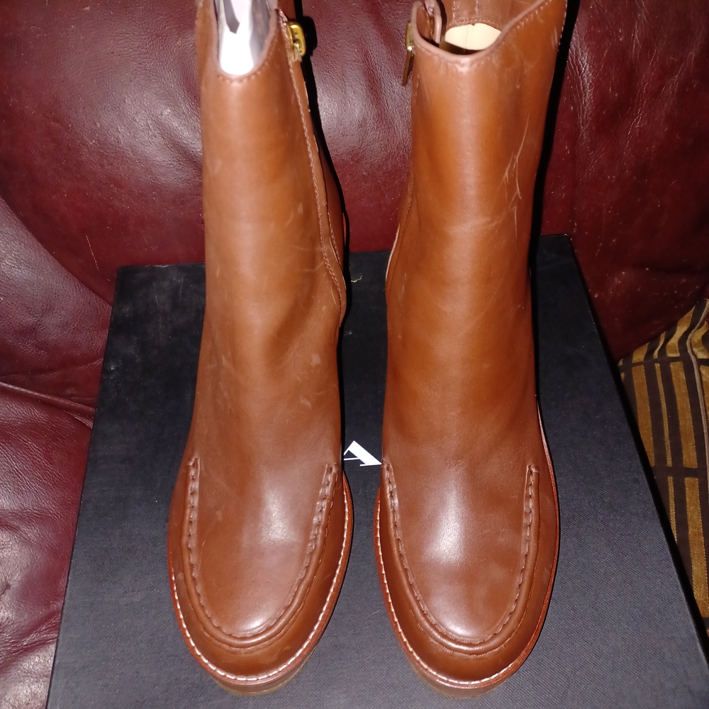 Coach Brown Ankle Booties with Sleek Leather Design - Picture 6 of 11